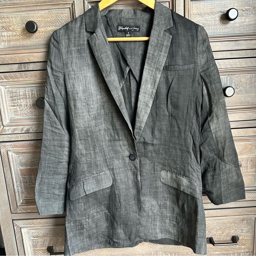 Elizabeth & James 4 Ruched Sleeves Lightweight Blazer Slim Fit Goth Mod Punk